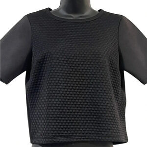 ❄️ 3/$17 ABS Allen Schwartz Womens Black Short Sleeve Quilted Crop Top XS